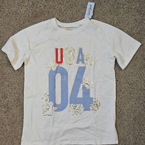 Cat & Jack USA Floral Tee - White, Red, and Blue